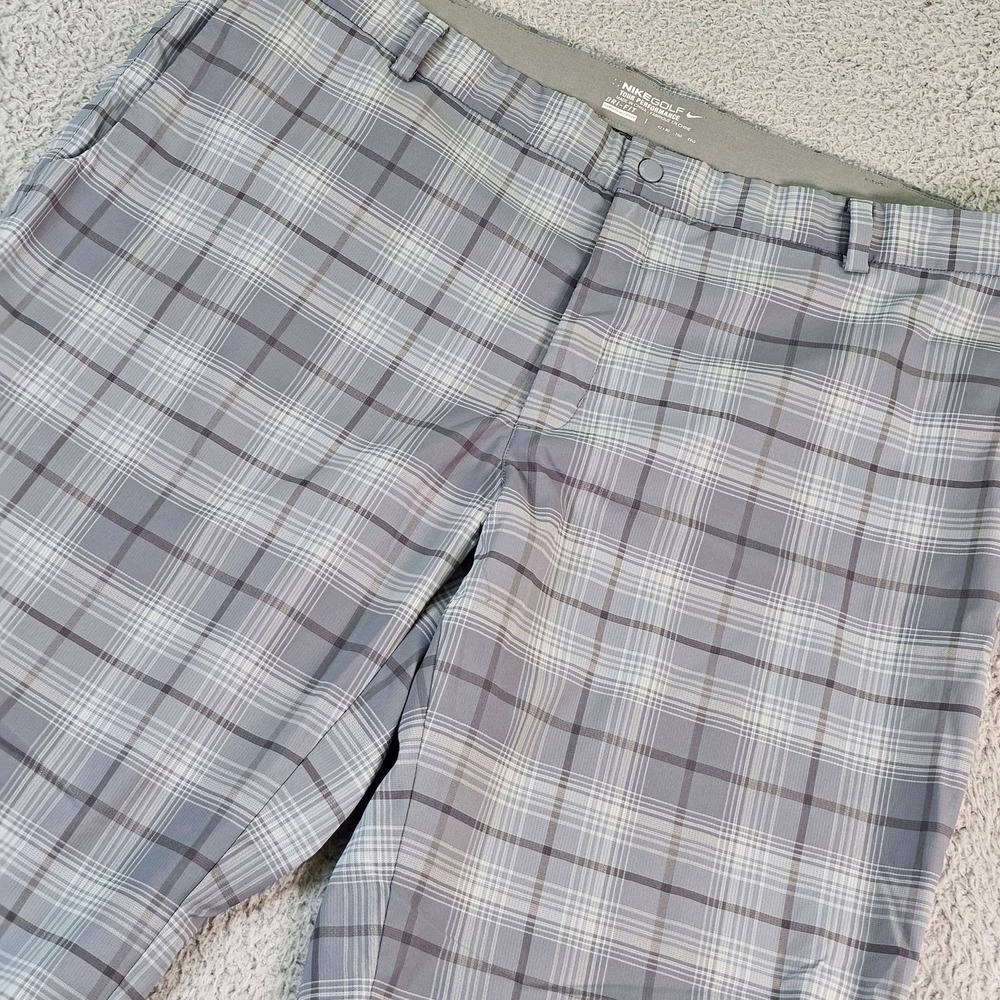 Nike Golf Pants Mens 42x30 Gray Dri-FIT Stretch Plaid Performance 509741-065